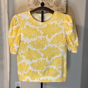 Loft Outlet Yellow Floral Puff Sleeve Top